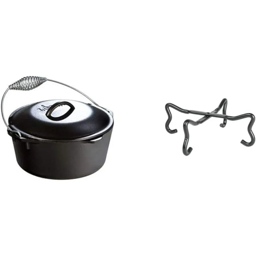 

L8DO3 Cast Iron Dutch Oven 5Quart and 4in1 Camp Dutch Oven Tool