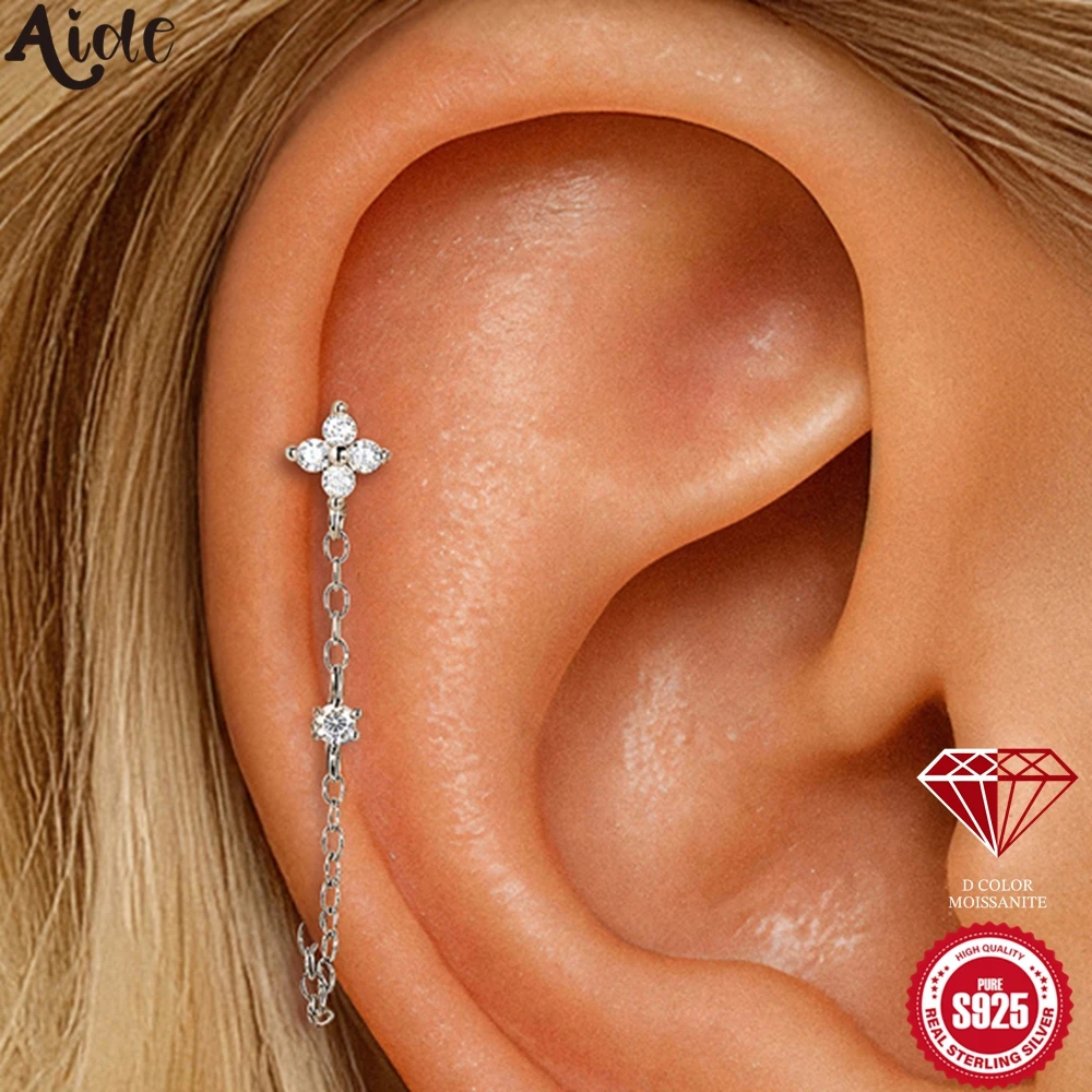 Aide 1 par de pendientes largos de plata de ley 925 con moissanita para mujer, adecuados para el día de San Valentín, ocasiones de aniversario, joyería