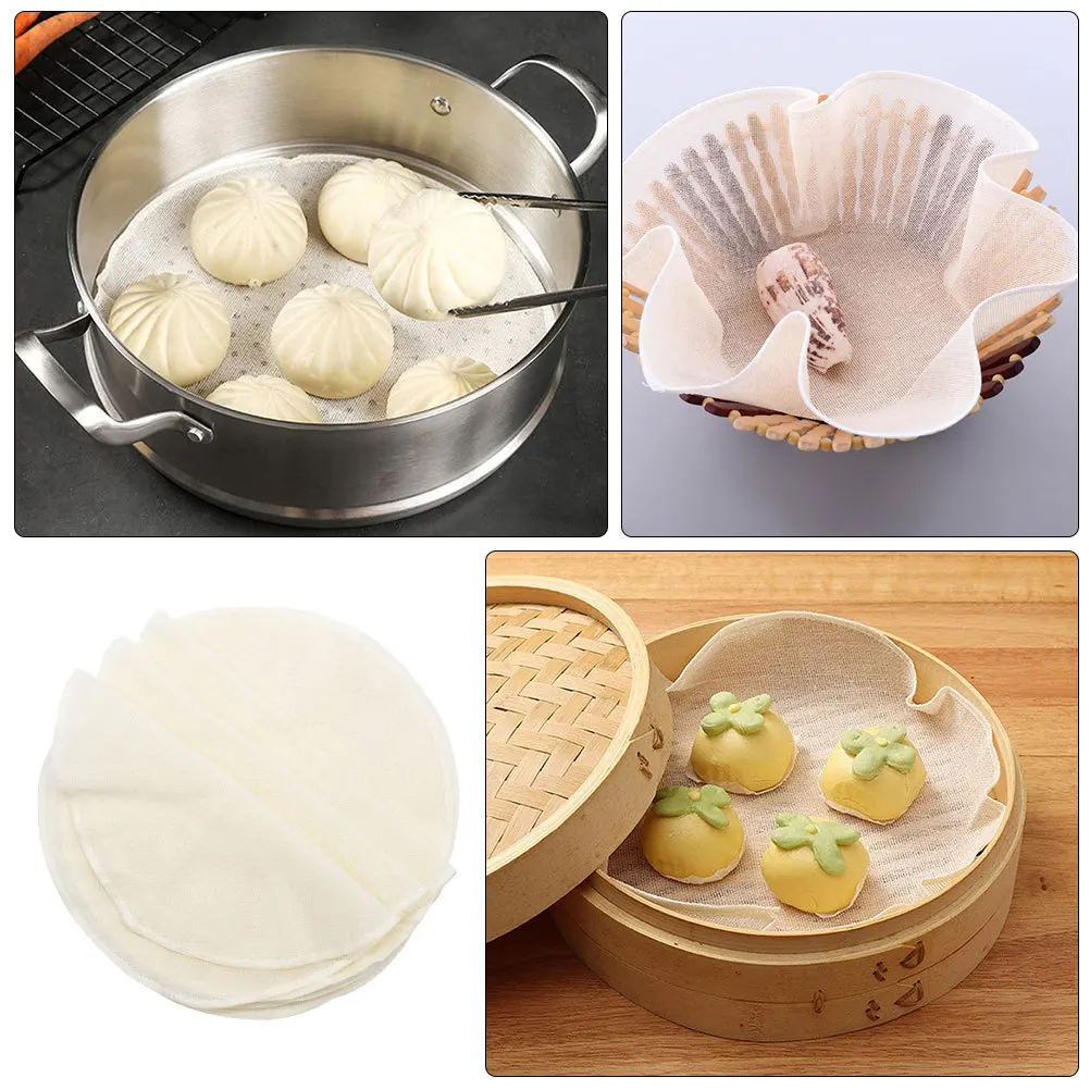 

20Pcs Reusable Cotton Steamer Cloth Nonstick Round Pads for Steamed Buns Dumplings Kitchen Steamer Gauze Tableware Mats