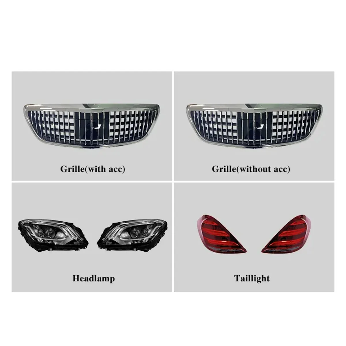 Car Accessories Front Rear Bumper Headlights Taillights For Mercedes-Benz 2014-2018 W222 Upgrade Maybach style Body kit