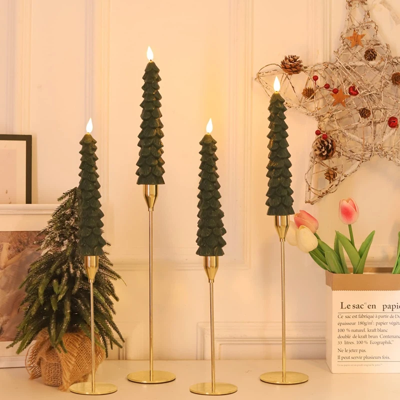 LED Christmas Pine Cone Simulation Candle Lamp Christmas Decorative Atmosphere Modeling Lamp Christmas Candle Set