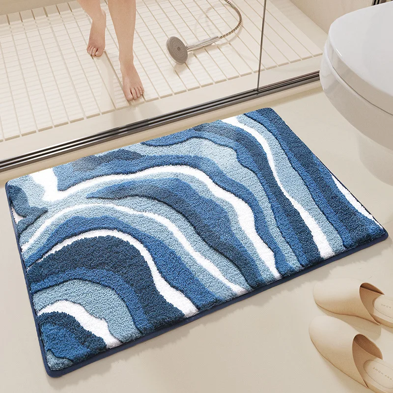 Non-slip Carpets Absorbent Flock Bathroom Bath For Toilet Shower Doorway Foot Mat Embossed Floor Rug Home Decoration