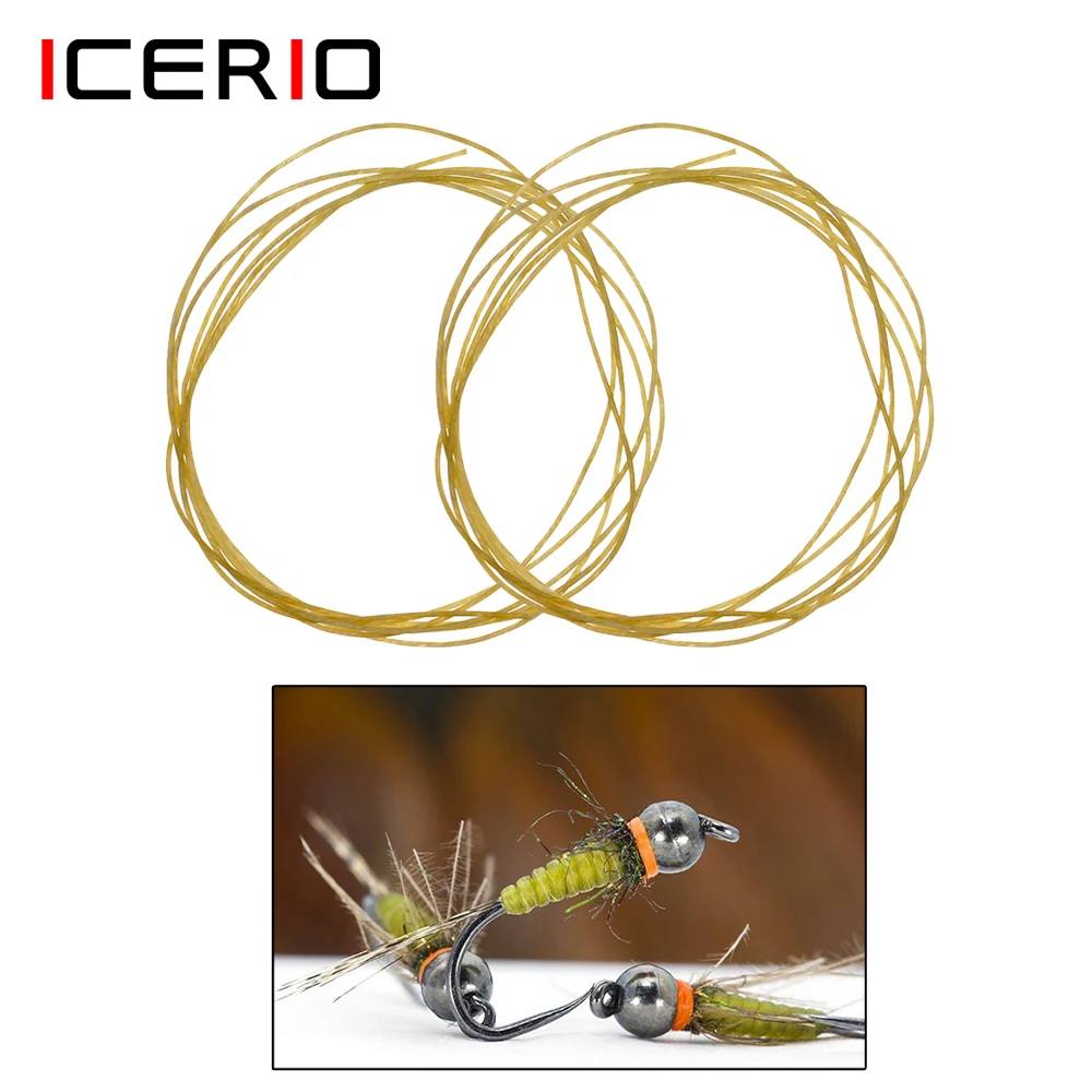 ICERIO 2 m/opakowanie Nymph Body Ribs Materiały do wiązania much Degradowalna żyłka biologiczna dla Caddis Pupae Grayling Trout Fly Fishing