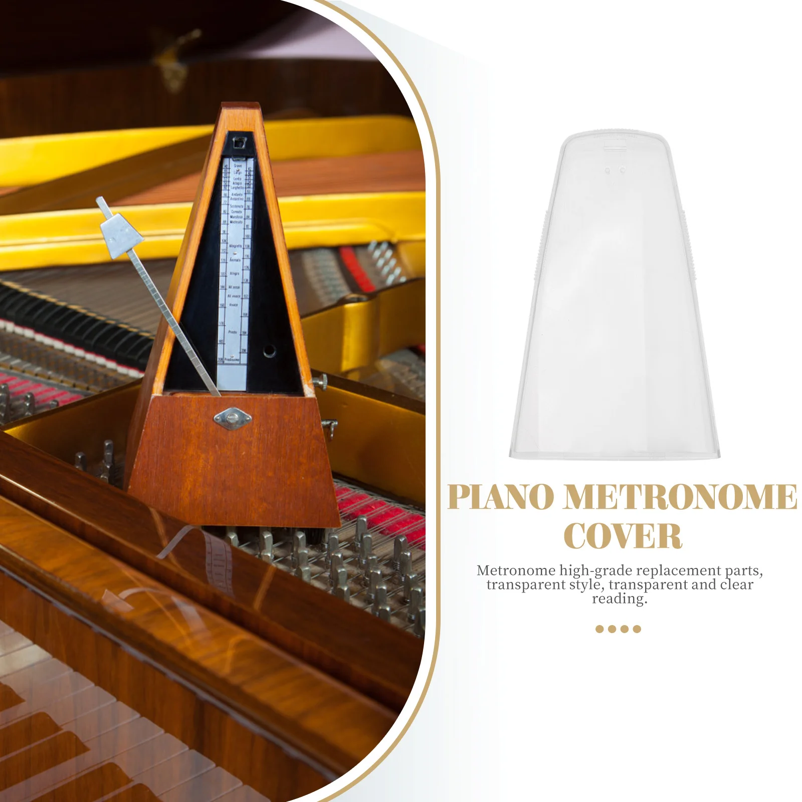 

Piano Metronome Cover High Grade Pp Durable Transparent Dust Proof Universal Fit Mechanical Metronome Clear Lid Instrument