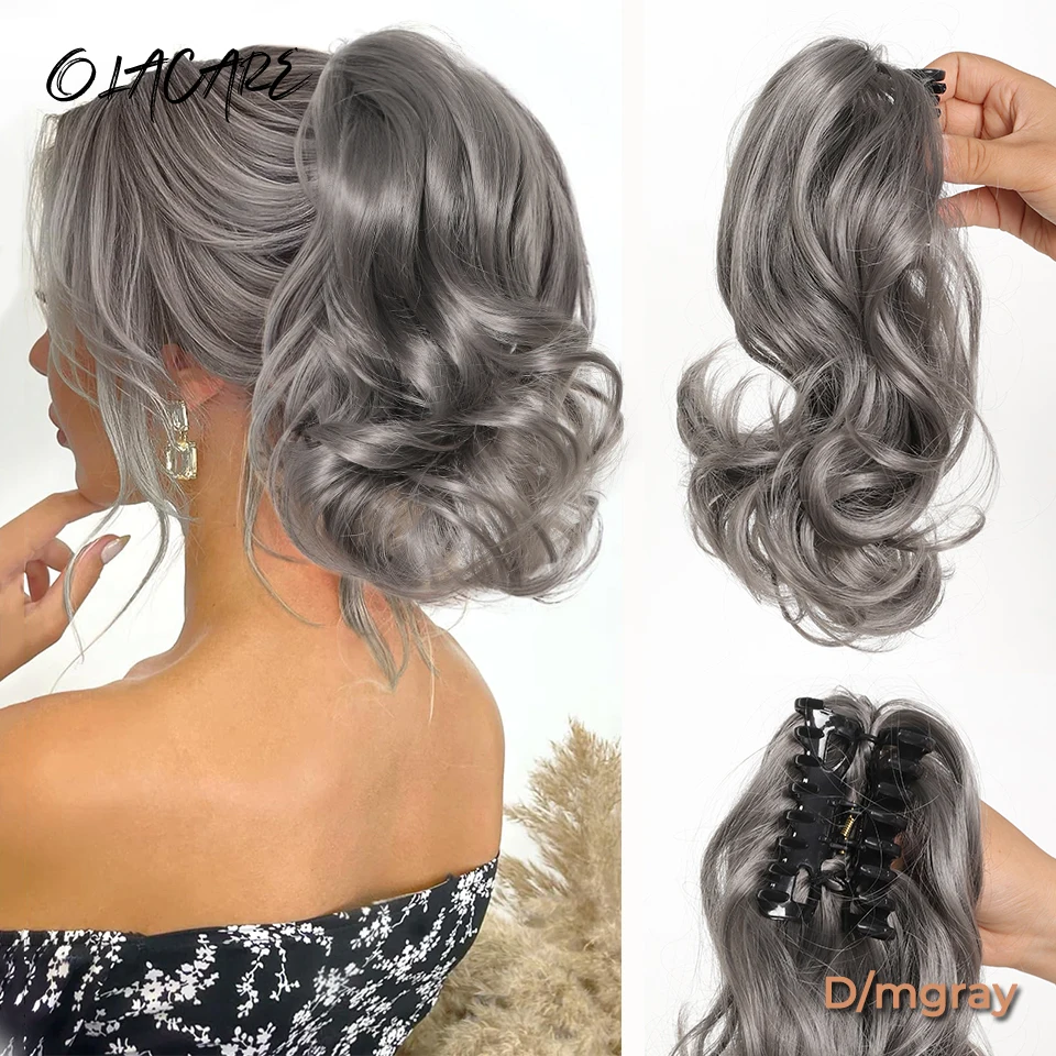 

Synthetic Wavy Ponytail Extension Hairpiece Short Curly Claw Clip Ponytail For Women Heat Resistant Pony Tail Clip Fake Hair