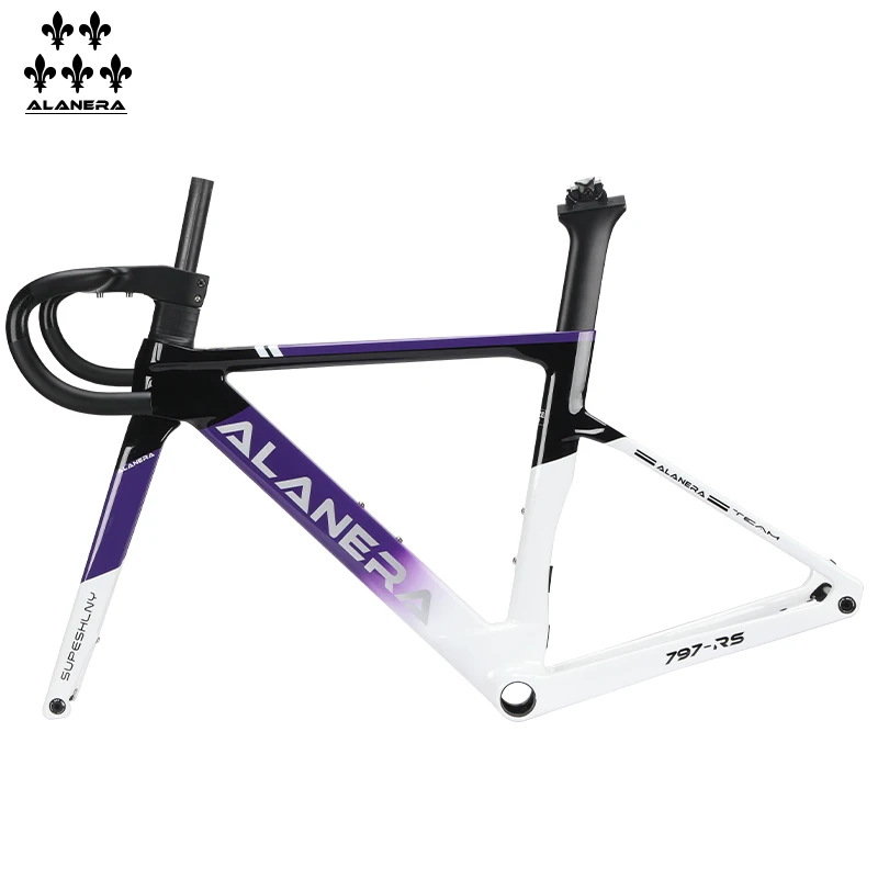 

Фиолетовая рама ALANERA T800 Дорожный велосипед из углеродного волокна со сломанной рамой ветряной мельницы и полными внутренними дисковыми тормозами с рулем