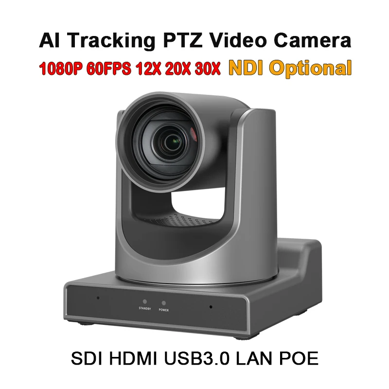 PTZ Camera 12x 20x 30X AI Auto Tracking Live Streaming NDI Conference for Church Worship School Sport Hospital Wedding Live