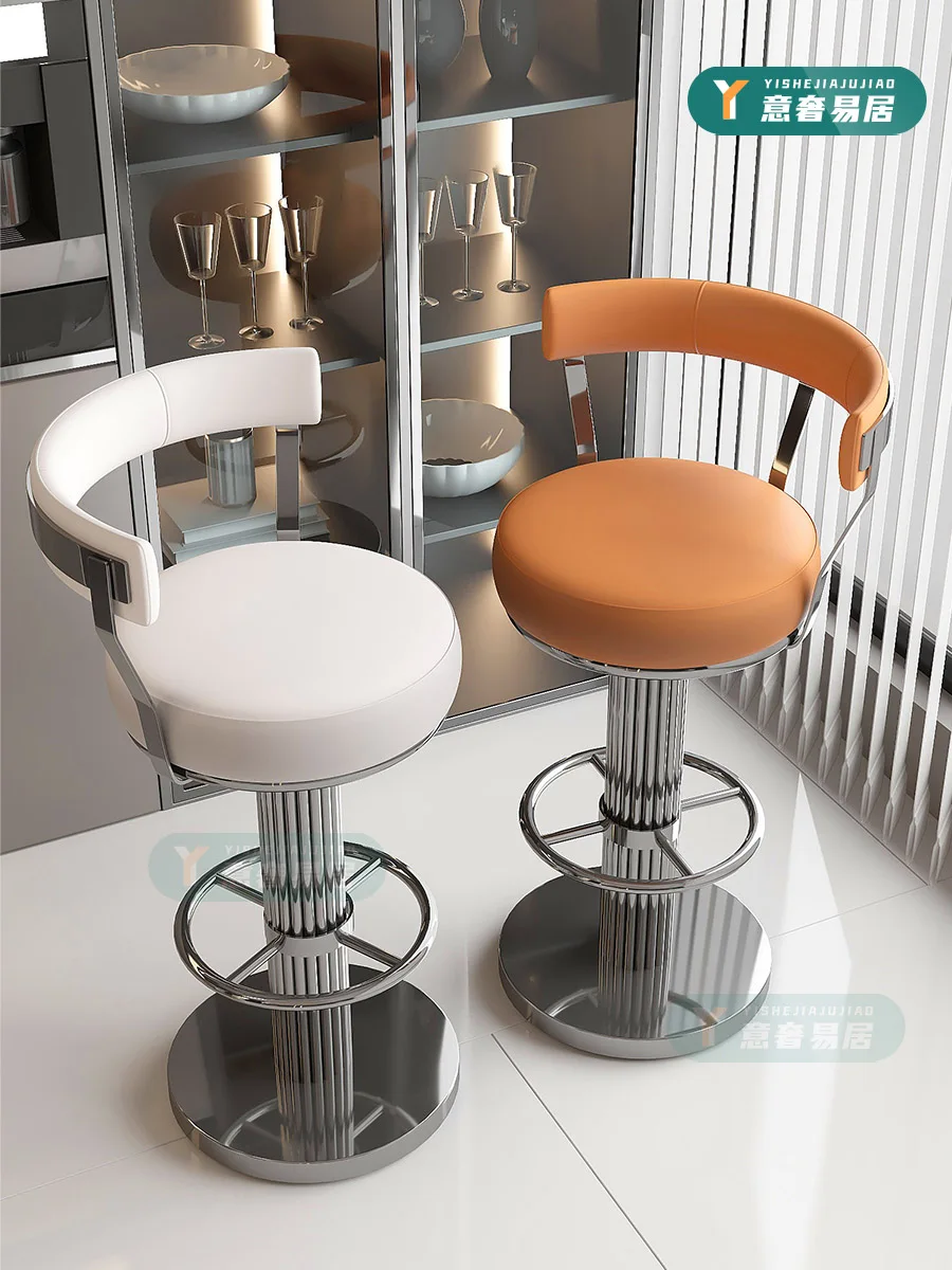 كرسي منزلي إيطالي كرسي خلفي حديث بسيط دوار كرسي مرتفع رفع مقعد مرتفع للقدم #5