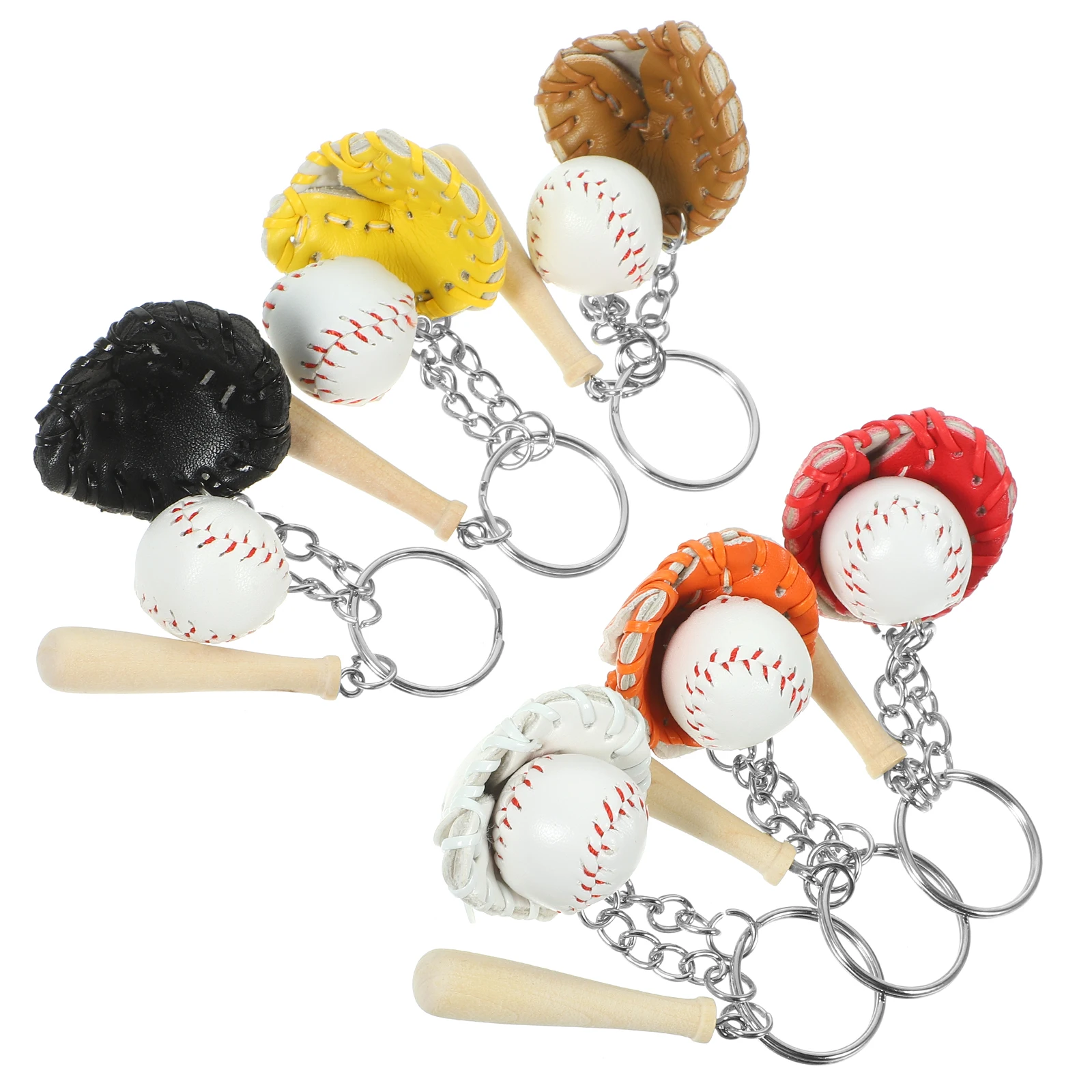 

6 Pcs Sports Baseball Keychain Miss Keychains Wood Softball Party Favors Backpack