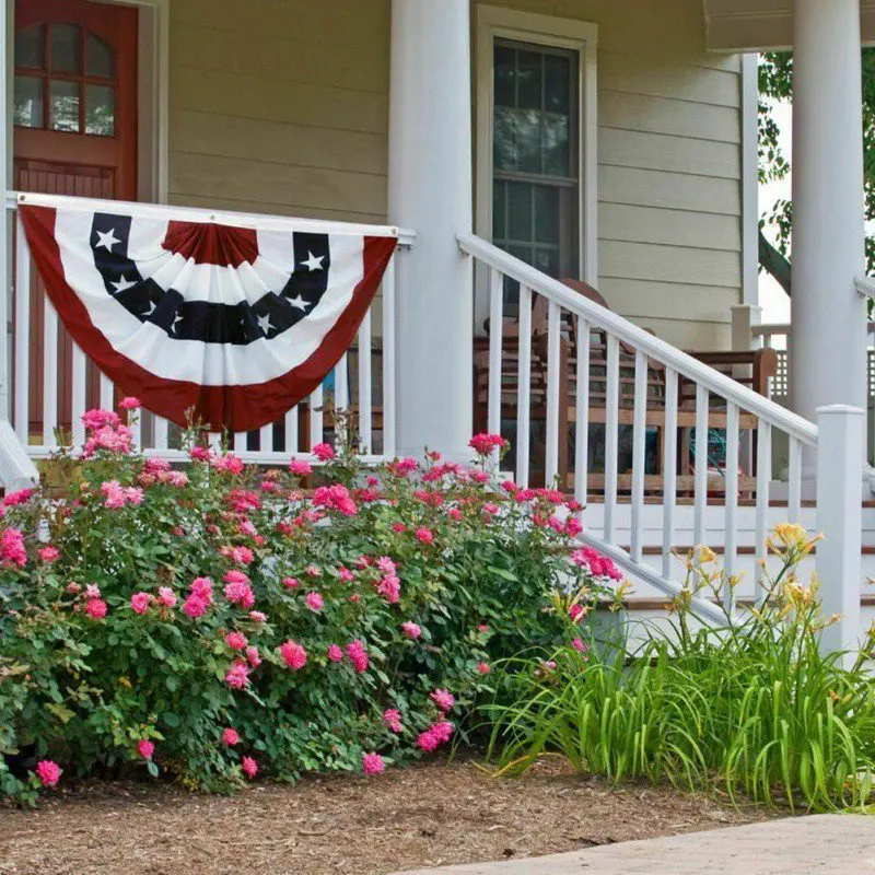 Independence Day American Flag Red White Blue Stars  Pleated Fan Shaped July 4th USA National Day Half Flag Festive Supplies