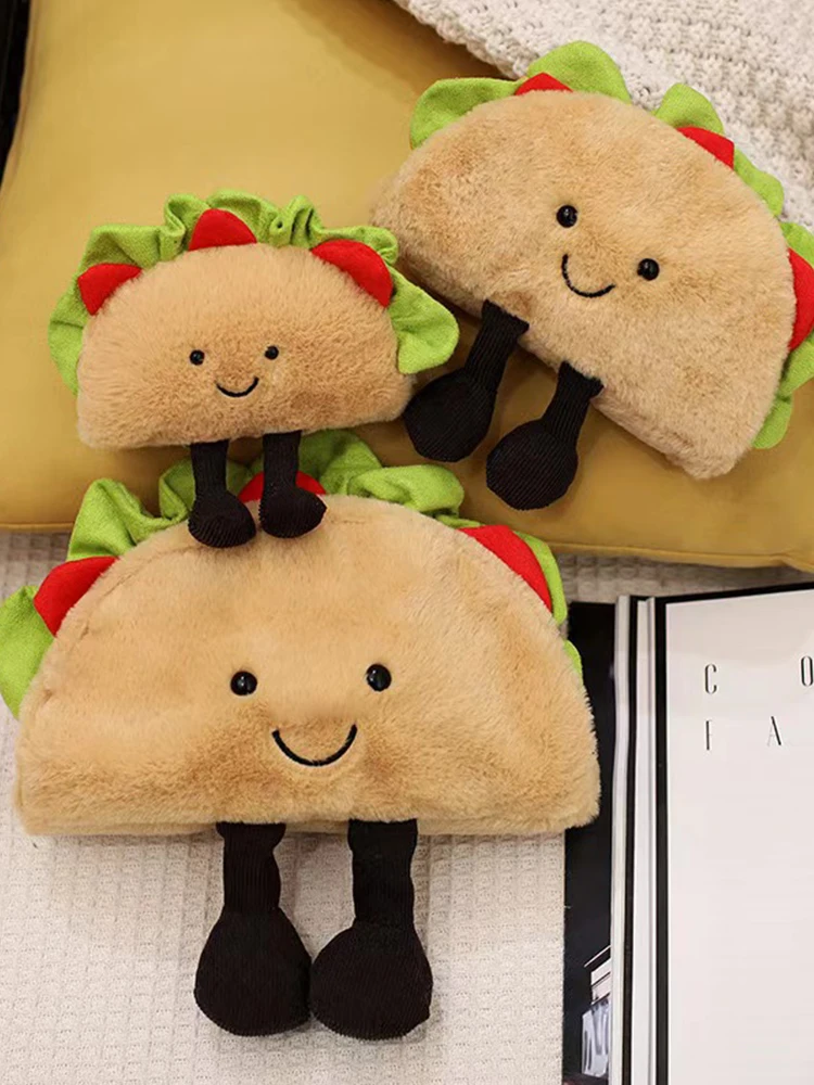 Pastel de tacos de hamburguesa de dibujos animados para niños y niñas, juguete de peluche, simulación, decoración de mochila, regalos de Navidad, venta INS