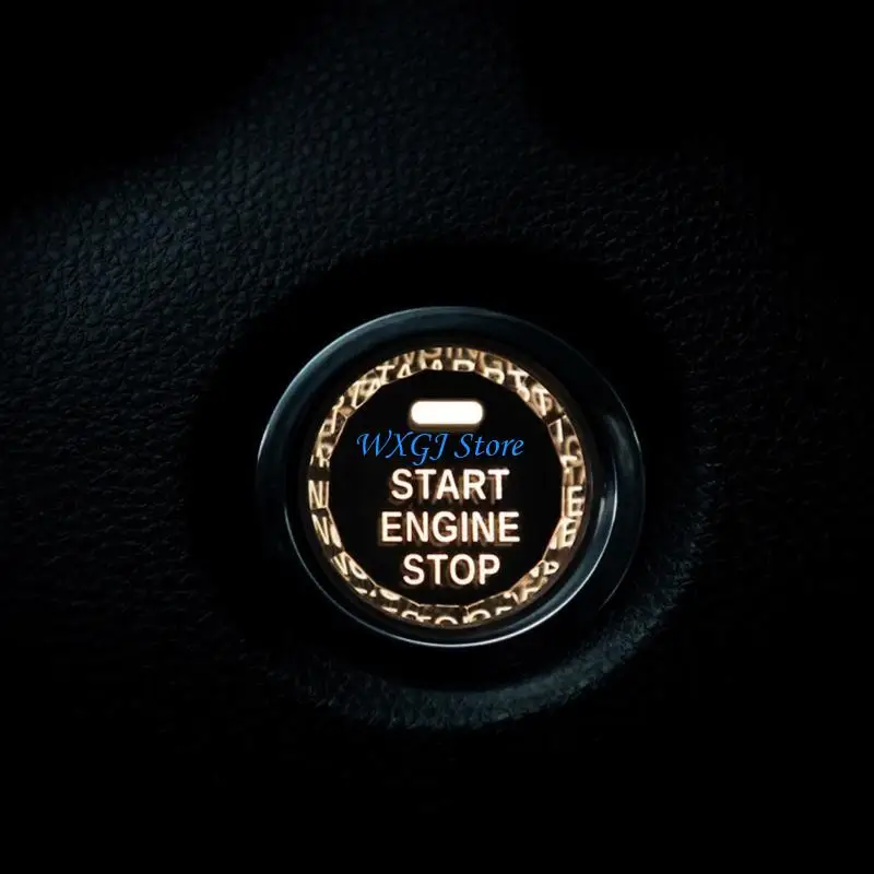 

37JE Car Crystal for Rhinestone Engine Start Ring Decals for Rhinestone Cover Sticker Ignition Protective for Key Start B