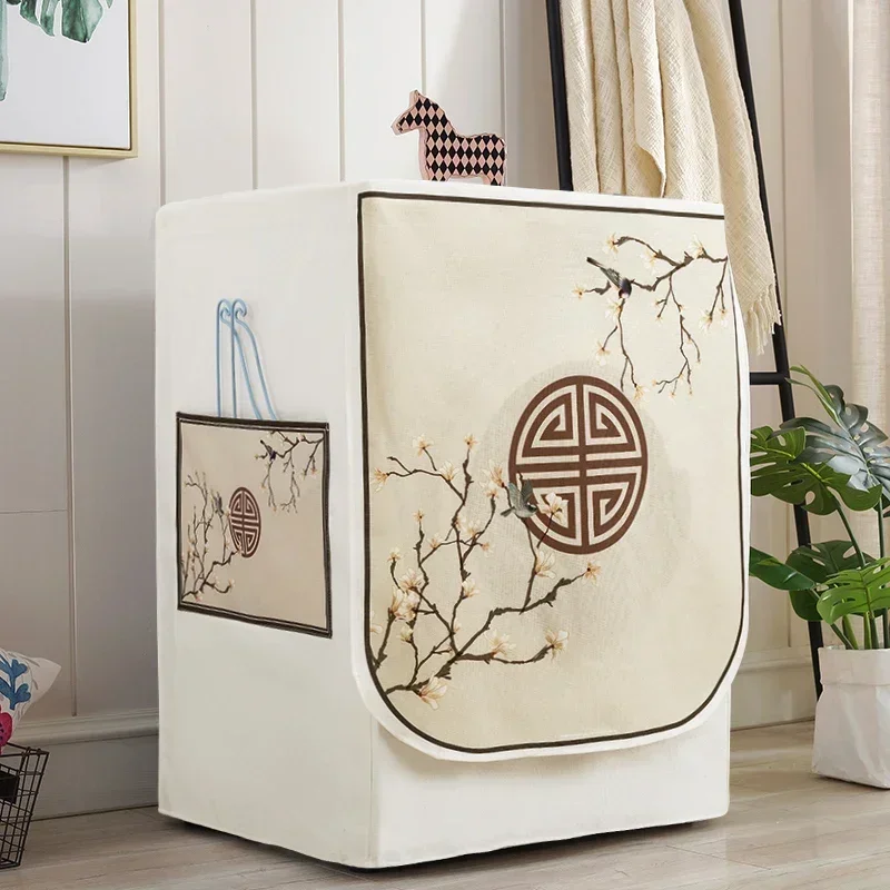New Arrivals Drum Washing Machine Protector Waterproof Sunscreen Cover Cloth With Thick Cotton And Linen Washing Machine Cover