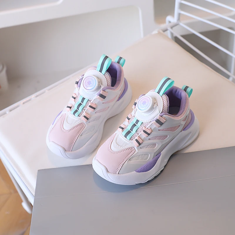 2025 أحذية رياضية للأطفال ربيع الخريف نمط جديد تنفس شبكة أحذية رياضية الدانتيل متابعة الأوسط كبير الاطفال المرأة احذية الجري #3