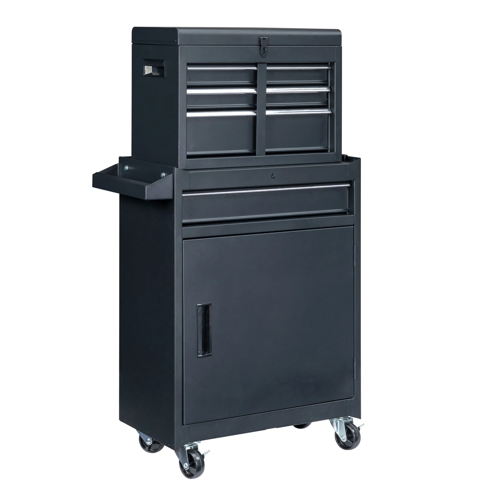 Black 4 Drawer Lockable Steel Instrument Cart, Heavy Duty Rolling Tool Storage Cabinet with Ball Bearing Drawer Slides, 330 LBS Capacity, Swivel Brake Casters for Workshop Laboratory Storage Room