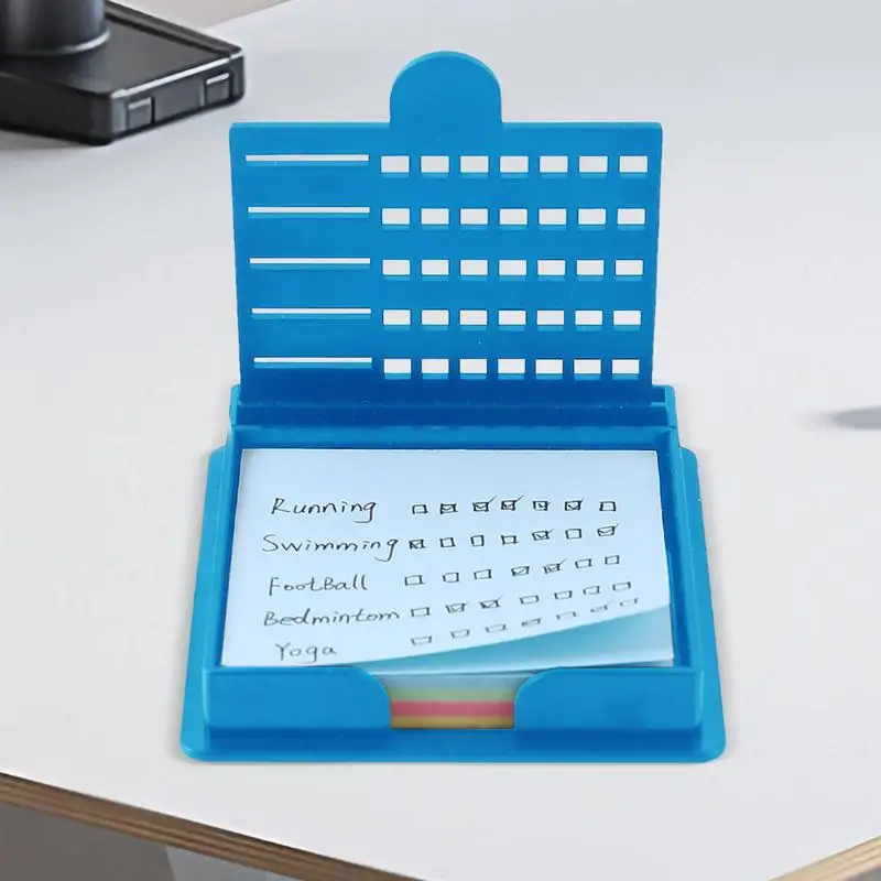 스티커 메모 스텐실 및 홀더 스텐실이있는 스티커 메모장 홀더 3X3 인치 메모 패드 용 컴팩트 데스크탑 주최자