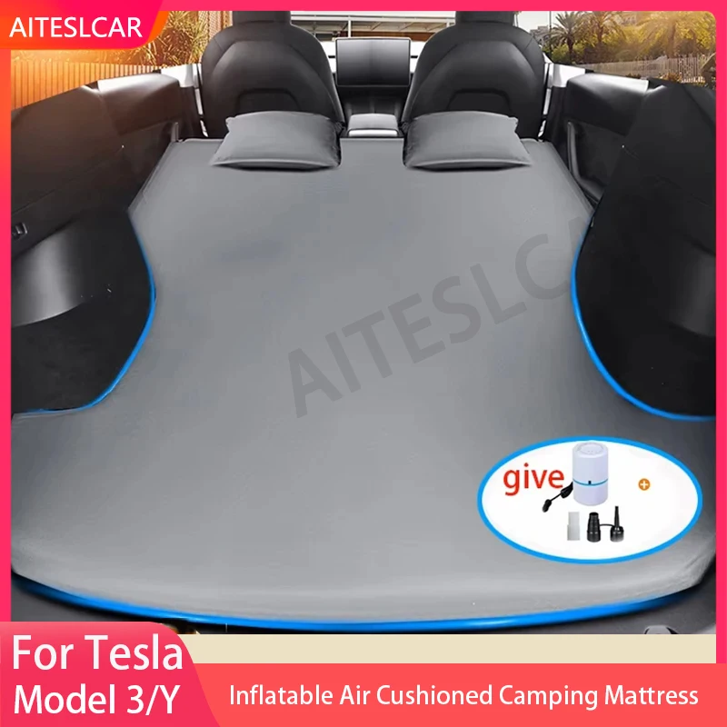 

For Tesla Model 3 Model Y 2017-2025 Inflatable Air Mattress Outdoor Camping Inflatable Special Suede Fabric Car Travel Bed