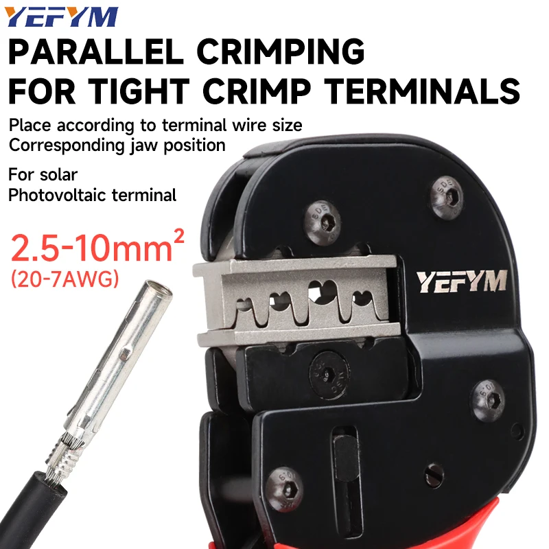 Solar Crimping Tool YFP-2546BS Pliers For MC2.5/4/6/10mm²(20-7AWG)PV Connector Cable Ratchet Vertical Crimping Pliers YEFYM