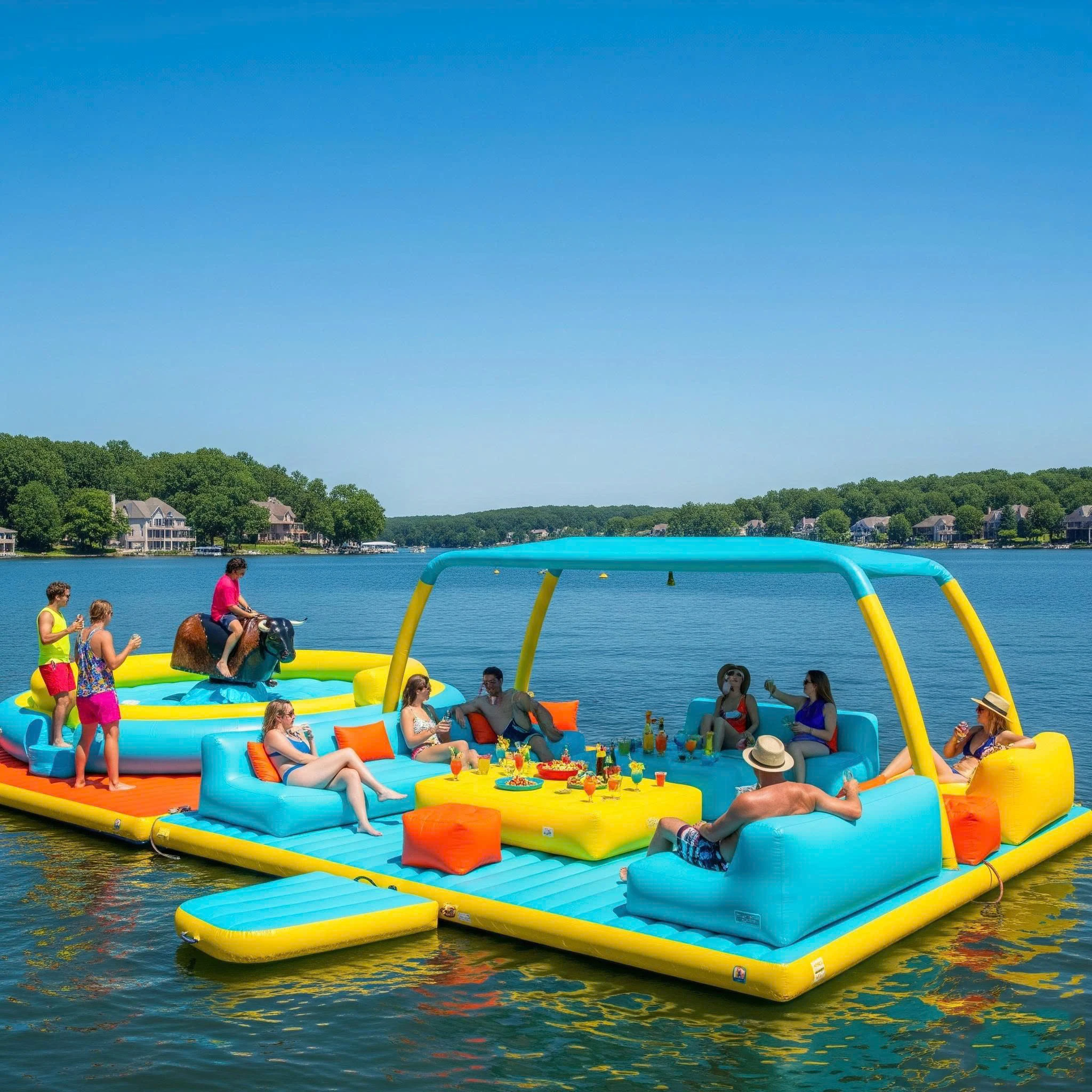 

Party Water Entertainment Facility Inflatable Island Platform For Water