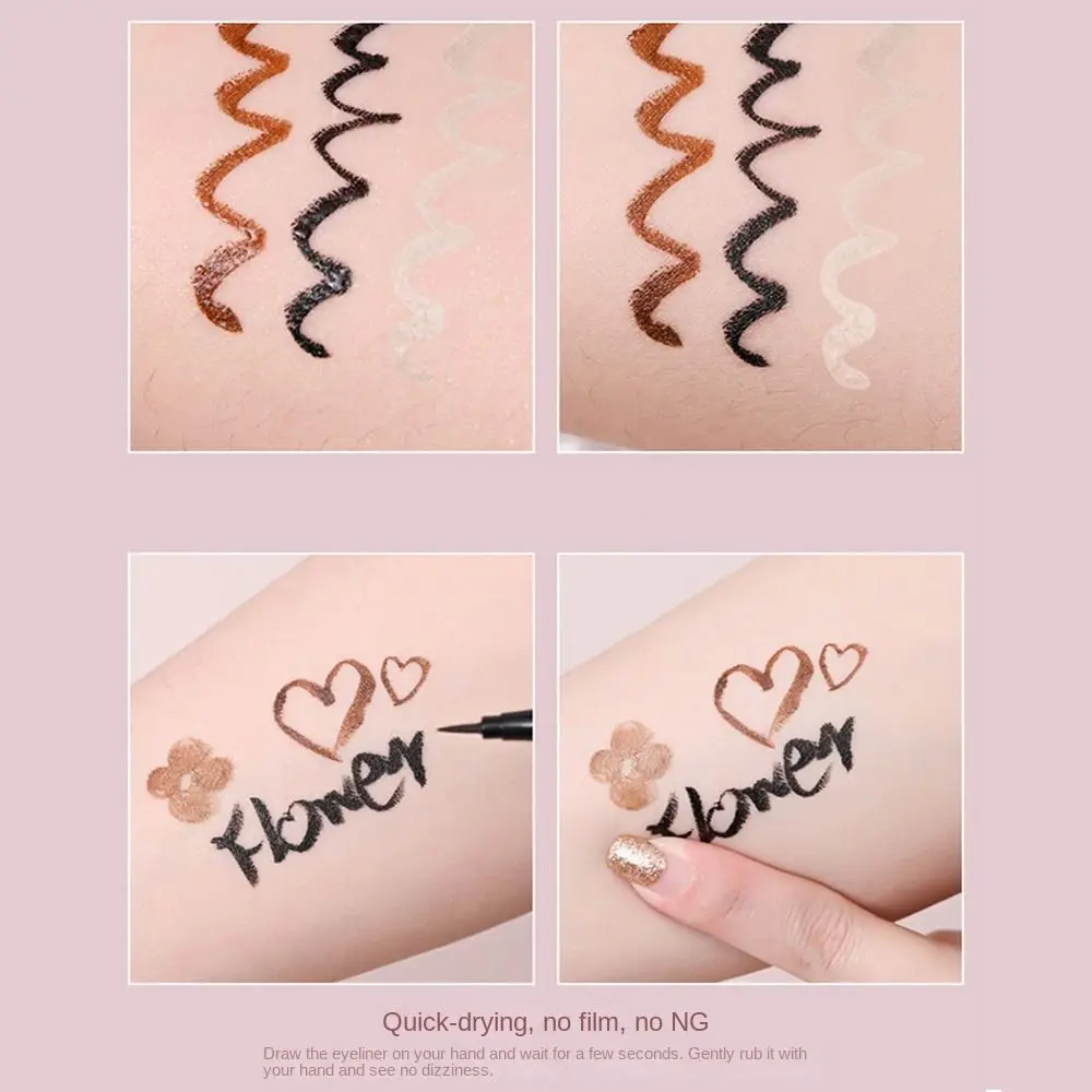 패션 블랙 브라운 빠른 건조 액체 아이 라이너 오래 지속되는 메이크업 도구 부드러운 아이 라이너 거짓말 누에 속눈썹 펜 여성 뷰티