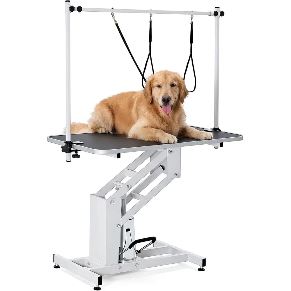 

43,3 Стол для ухода за большими собаками, Прочный стол для ухода за собаками с регулируемой высотой, с верхним кронштейном и петлей, Диапазон высоты