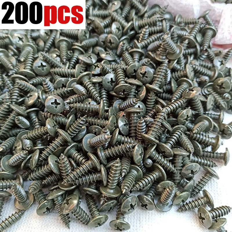 200pcs Self-tapping Screws Car Metal Screw Fastener Clips Screw M5 Anti-rust Screw for Car Motorcycle Scooter Moped E-bike