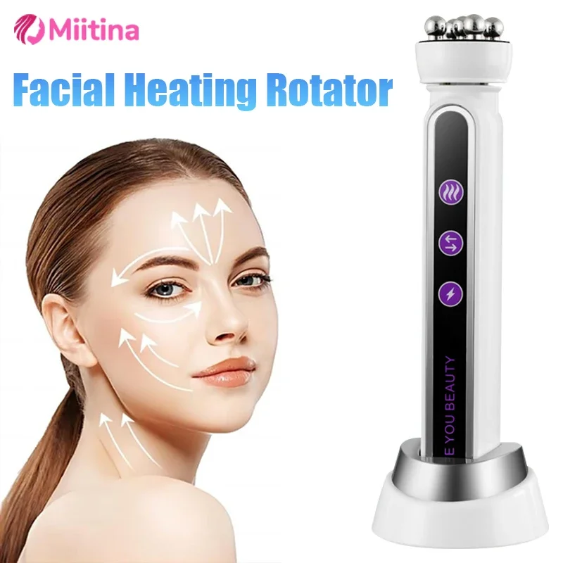 New Facial Hot Spinning Device 4-in-1 EMS Facial Massage Device Hot Spinning Lifting Micro Electric Heating Introduction Device