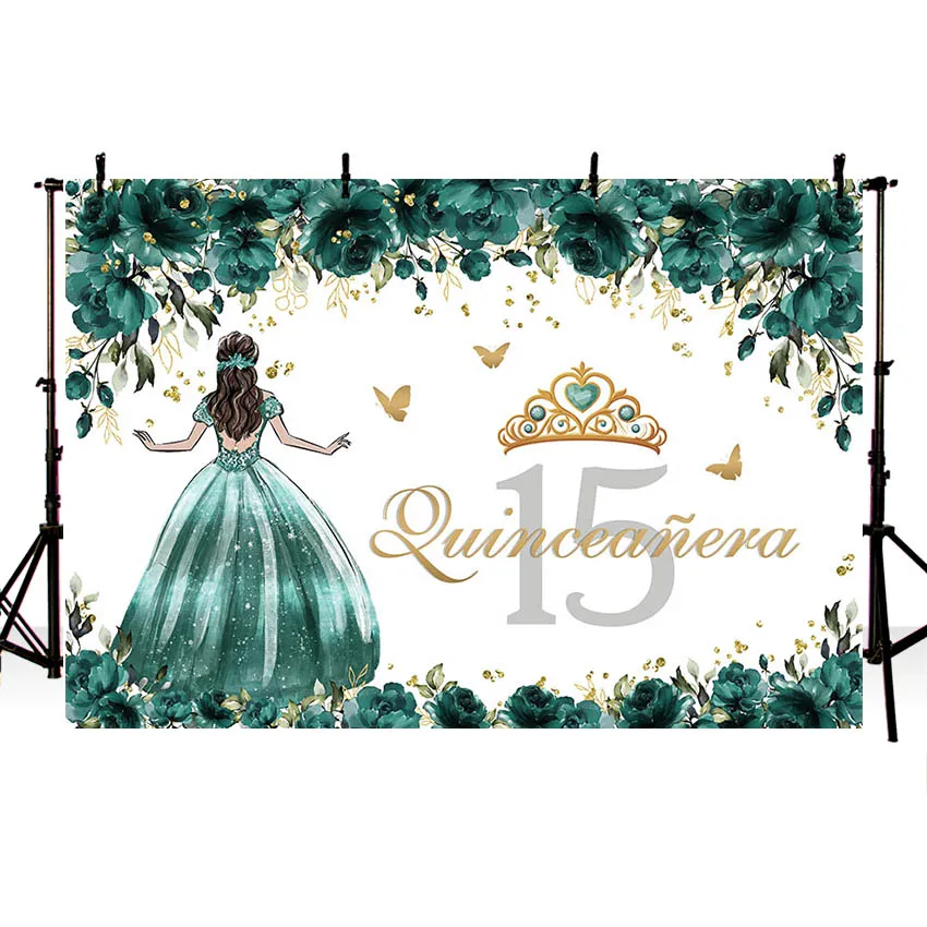 Mehofond Photography Background Sweet Quinceanera 15 Quince Años Floral Princess Girl Birthday Party Decor Backdrop Photo Studio