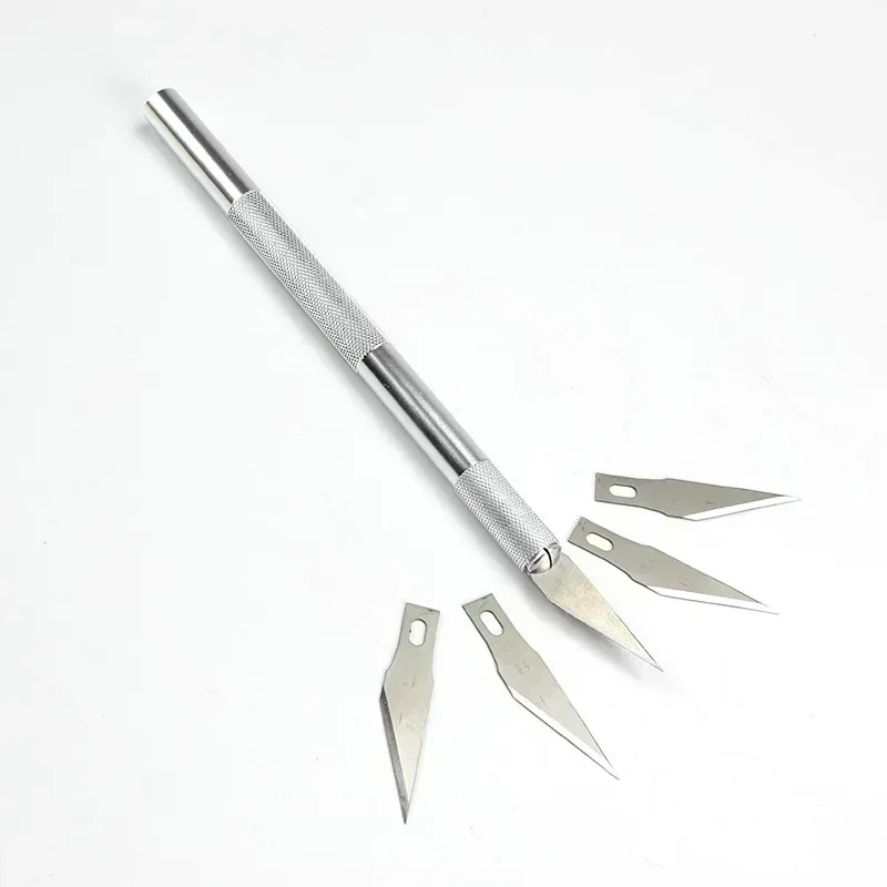 Kit de herramientas de cuchillo de metal antideslizante para grabado, cuchillos de grabado artesanal + 5 cuchillas, herramienta manual para reparación de PCB de teléfonos móviles DIY