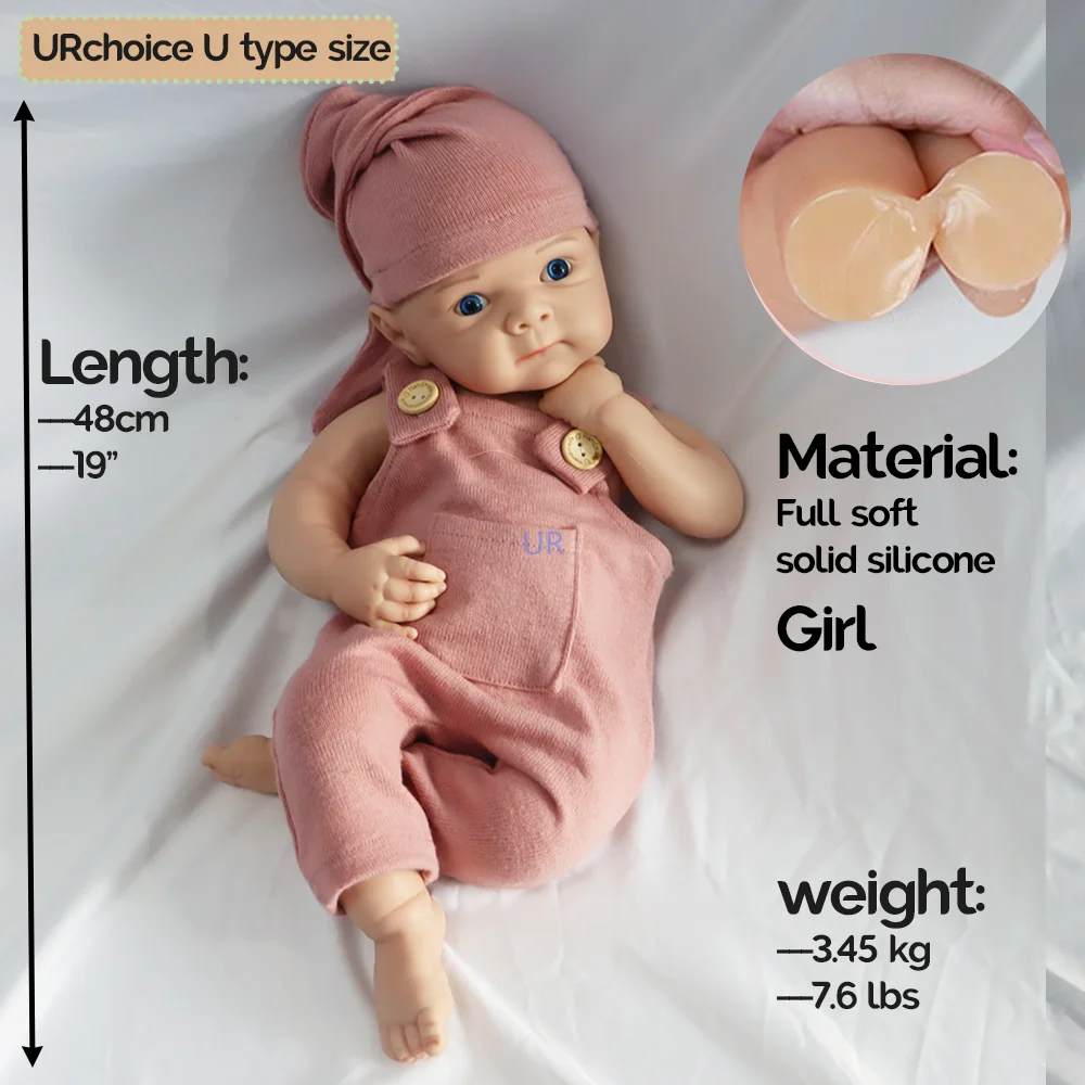 Adorable 19 Inch Full Body Silicone Reborn Baby Dolls Beautiful Floppy Fake Lifelike Girl Doll Collectibles For Spain Artist