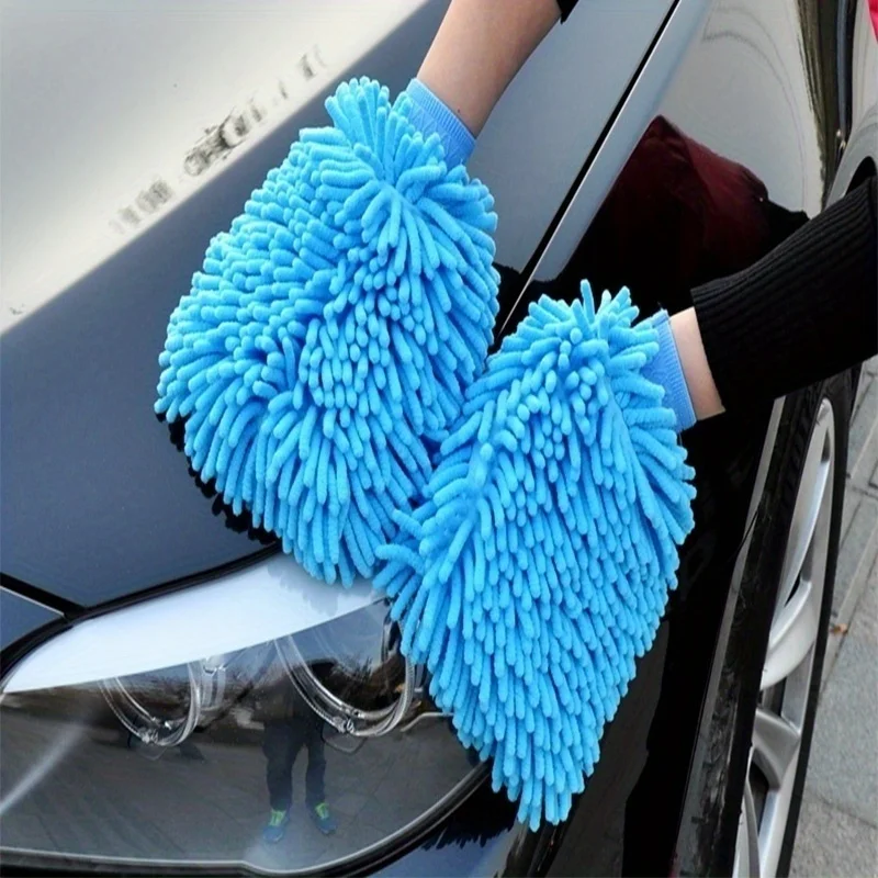 1pc/2PCS Microfiber Car Wash Gloves - Anti-Scratch  Cleaning & Care Tool for Cars & Home Kitchen