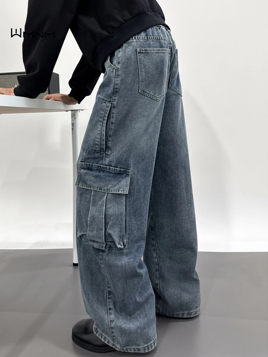 

Wide Leg Men's Jeans Multiple kets Casual Loose Fit Waed High Street Sle Spring Faion Urban Teenagers Straight Leg