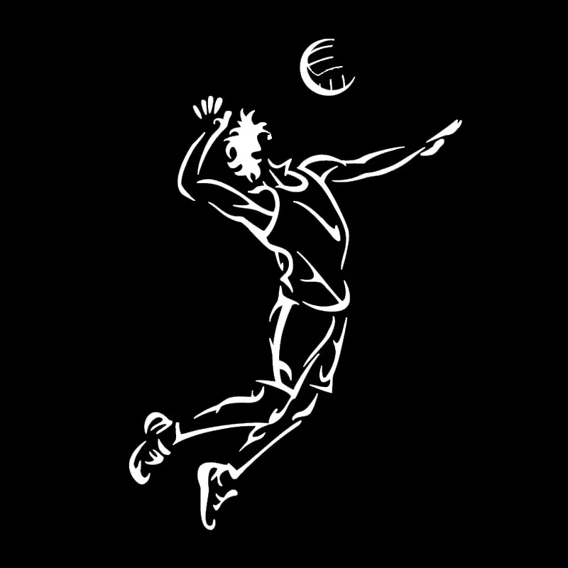 Sports Volleyball Player Art Decal Fashion Car Window Decoration PVC Waterproof Sunscreen Sticker Black/White/Red/Laser/Silver