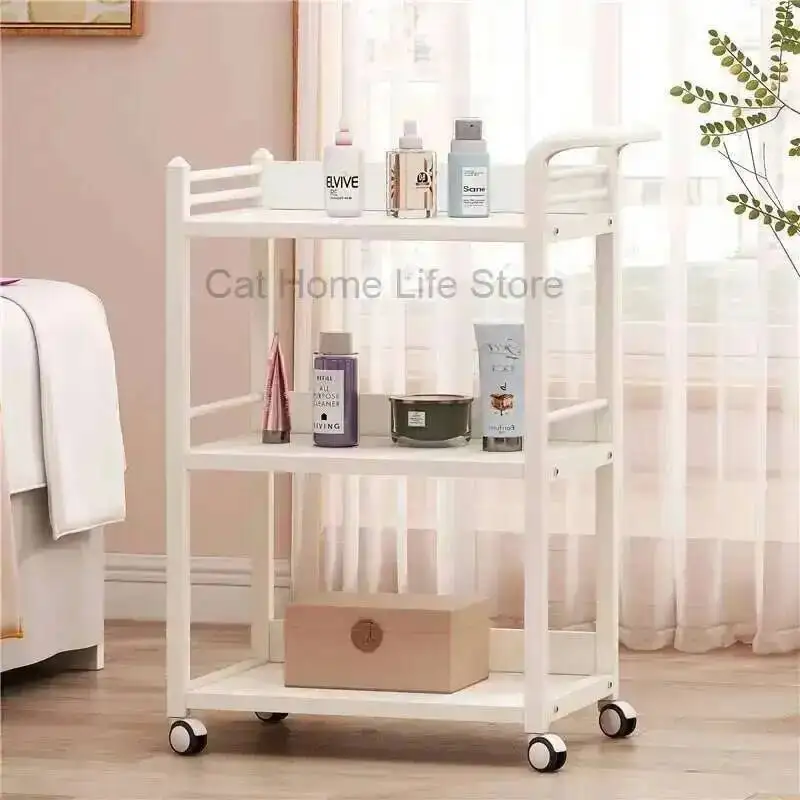 Beauty Salon Auxiliary Cart With Wheels for Car Accessories Professional Support Furniture Makeup Trolley Aesthetic Wheeled Tray