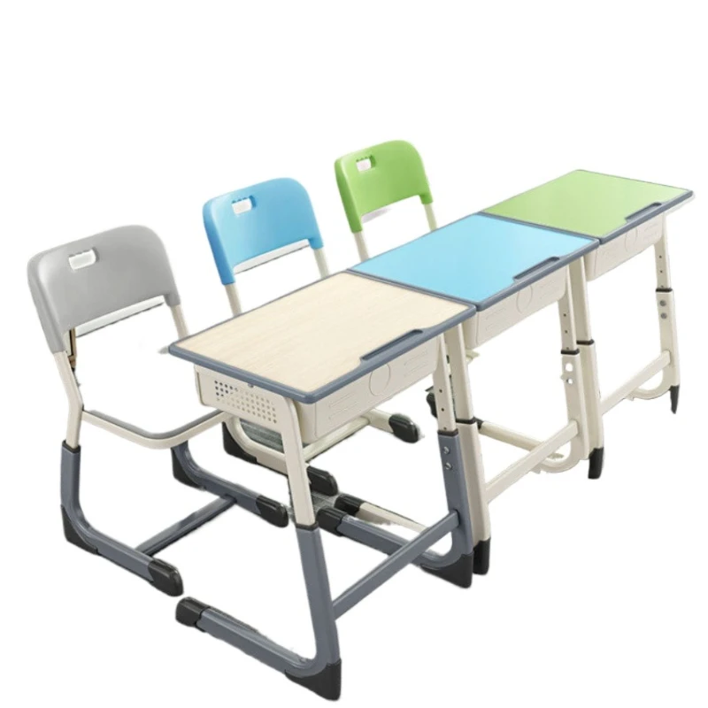 

Adjustable desks and chairs set for children Durable student classroom furniture with storage Ergonomic design study table set