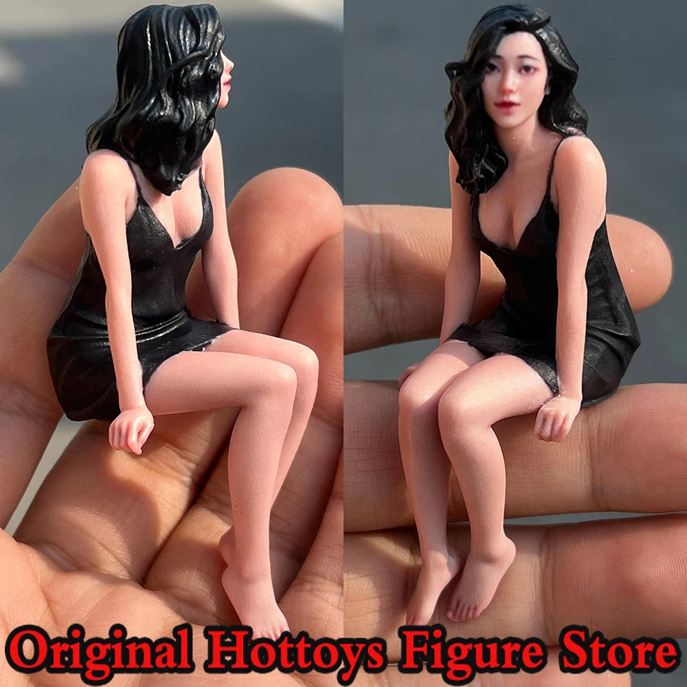 

1/16 Scale Female Soldier Black Camisole Dress Beauty Mini Realistic Sculpture Full Set About 8-9cm Action Figure Doll Gifts