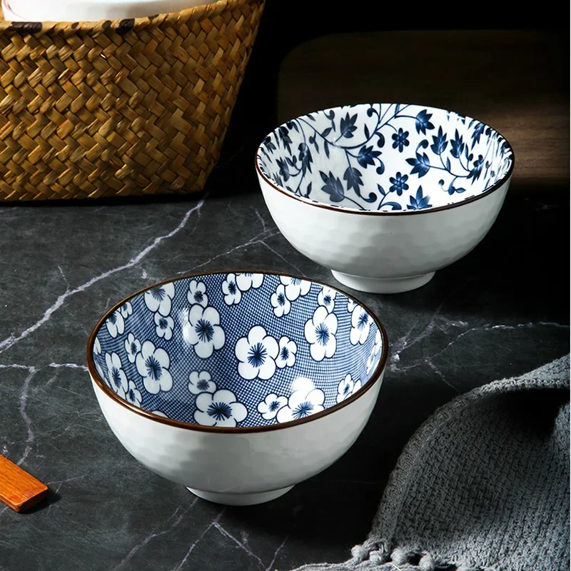 CHANSHOVA-Chinese Retro Style Ceramic Bowl, Rice Salad Bowl, Chinese Porcelain Noodle Bowl, Dining Tableware, 250ml, T045