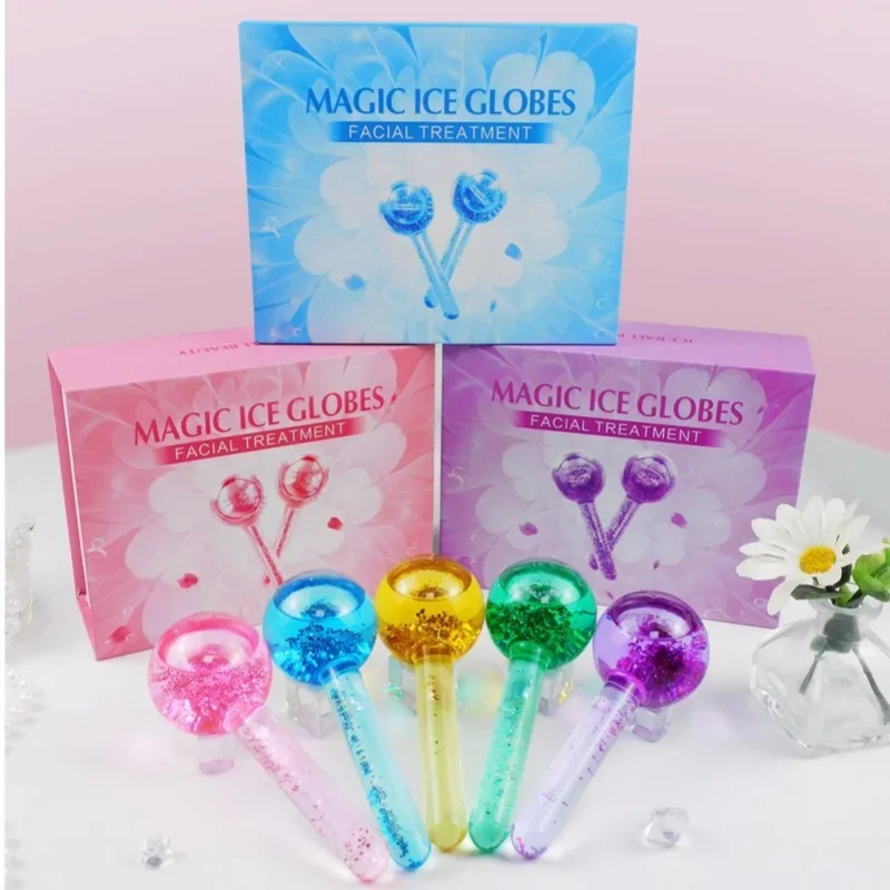2 قطعة/المجموعة هوكي الجليد الطاقة الجمال كريستال الكرة تبريد الوجه كرات الثلج كريستال موجة المياه تدليك الوجه والعين أداة العناية بالبشرة