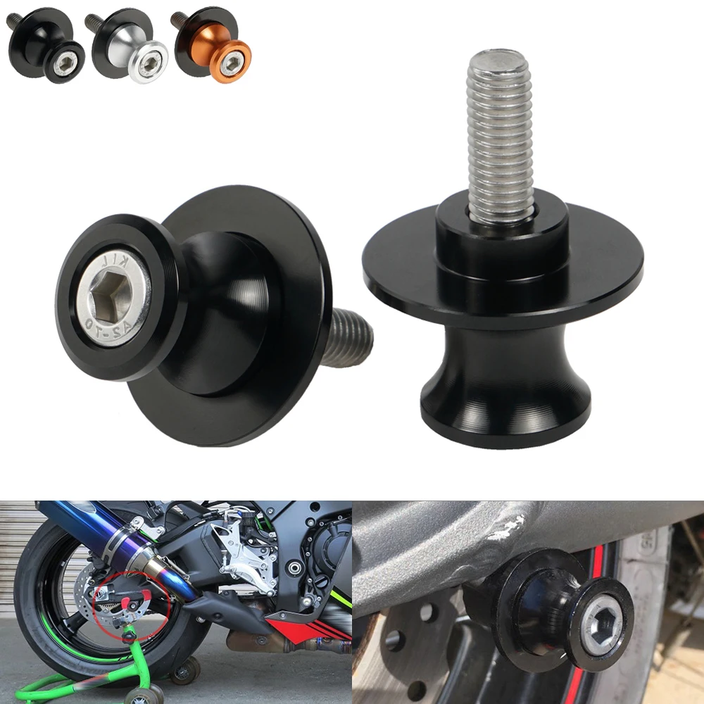 1Pair M10X1.25 Swingarm Sliders Spools for Kawasaki Z750 Z750S Z750R ZRX1200/R ZZR600 ZZR1200 Versys 650 1000 KLE650 KLE1000