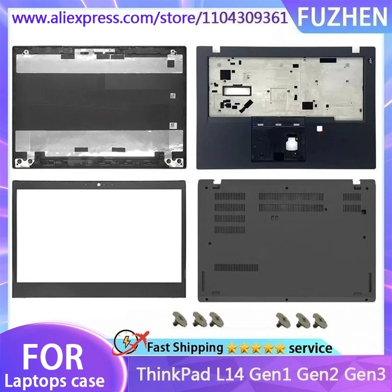 Coque pour ordinateur portable ThinkPad L14 Gen1 Gen2 Gen3, écran LCD, couvercle arrière, coque supérieure/lunette avant/boîtier inférieur/charnières, nouveau
