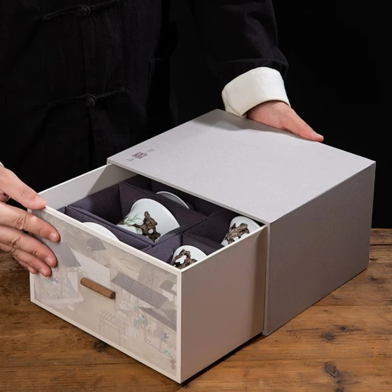 Father's Day Pull-out Tea Set Packaging Set Birthday Party Gift Box Empty Box Thanksgiving Return To School Gift Decoration Box