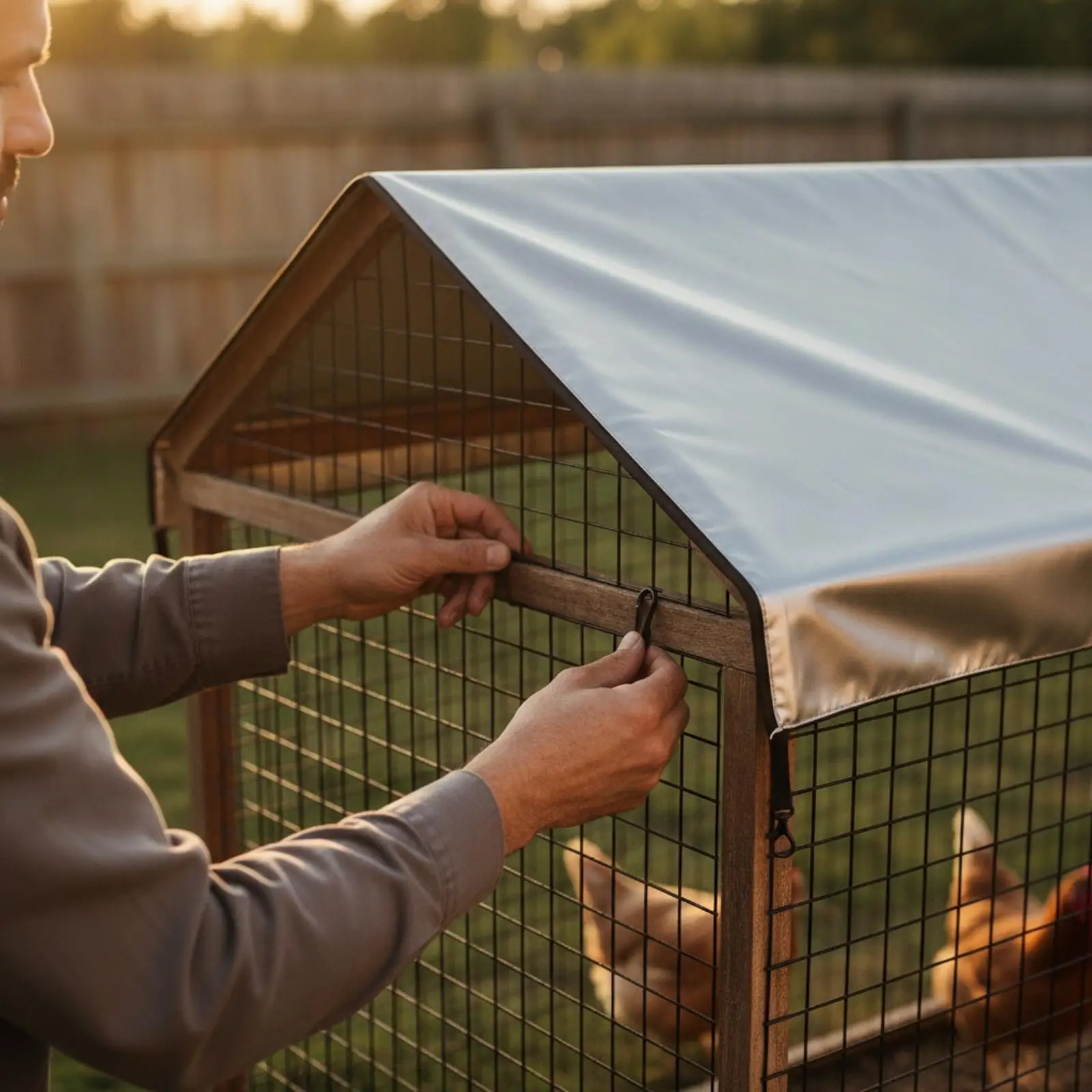 Weatherproof Poultry Cage Cover for Outdoor Chicken Coop Roof Rain Sun Dust Barrier