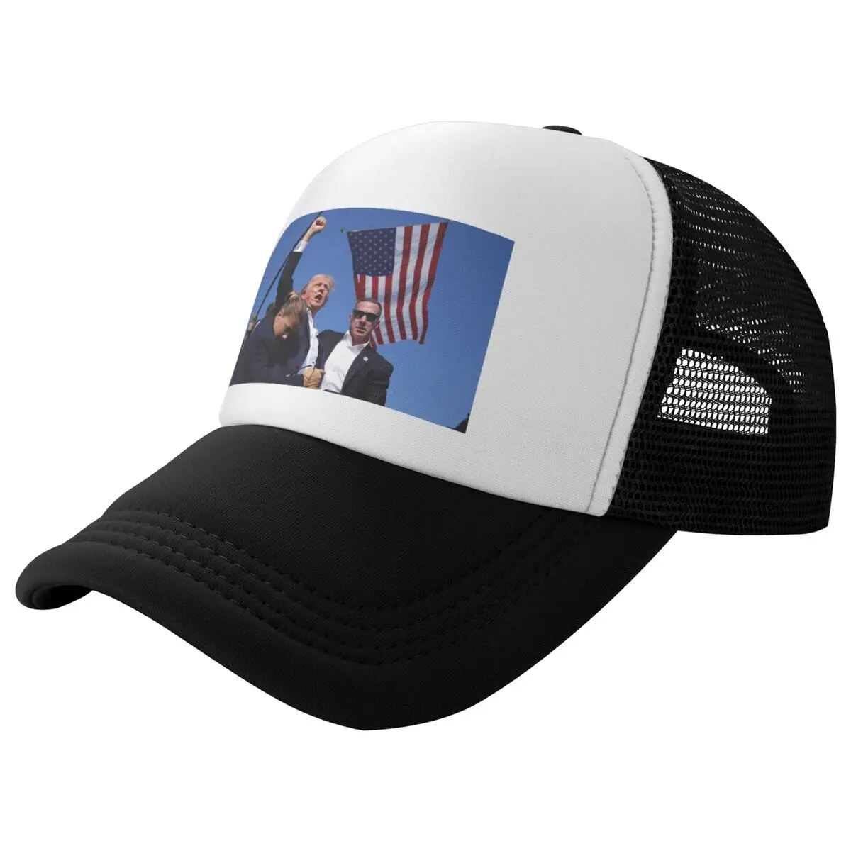 2024 Trump Rally Shooting Foam Mesh Trucker Hat Outfit for Women Men Adjustable Snapback Mesh-Back Breathable Cooling Caps