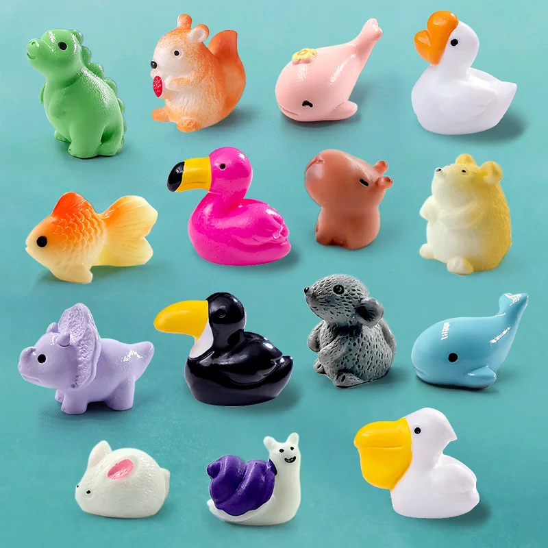 10Pcs Hamster Triceratops Snail Flamingo Squirrel Mouse Goldfish Rabbit Figurine Miniature Fairy Garden Decoration Accessories