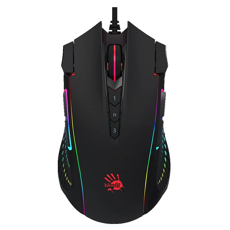 Bloody J90s Gaming Mouse, BC3332-S Gaming Engine, 8000 CPI, Acceleration 25 G, Metal X'Glide Armor Boot