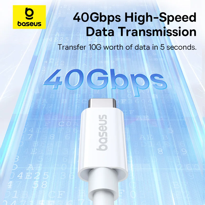 Baseus 240 واط USB C كابل USB 4.0 40Gbps كابل بيانات USB C كابل لماك بوك 8K/60 هرتز نوع C إلى نوع C USB C كابل آيفون 15