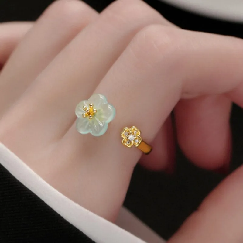 VENTFILLE 925 Sterling Silver Ring for Women Jade Plum Blossom Retro Ethnic Office Bohemia Jewelry Anniversary Gift Dropshipping - view 4