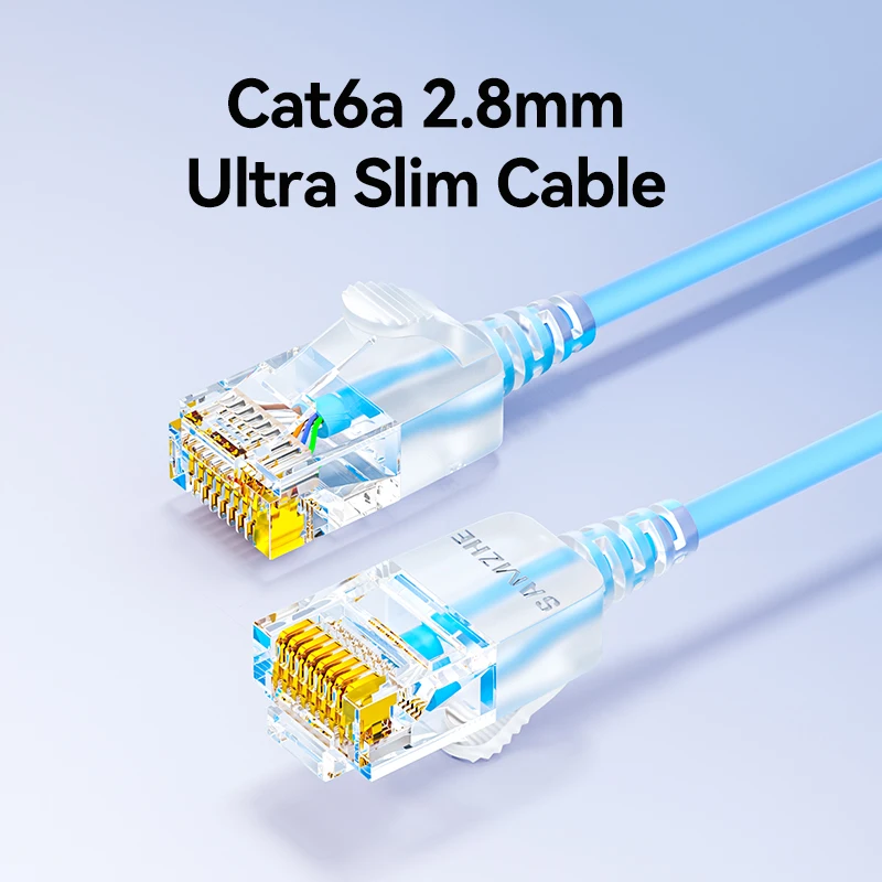 SAMZHE Slanke Cat6A RJ45 Internetkabel Hoge Snelheid 10Gbps 31AWG Ondersteuning Cat8 Cat7 Netwerk LAN Computer Patchkabel voor PC & Gaming