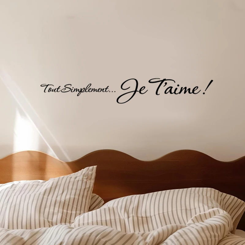 Autocollant mural français I Just Love You, tout simplement Je T aime, citation d'amour romantique, autocollant mural en vinyle pour décoration de chambre à coucher