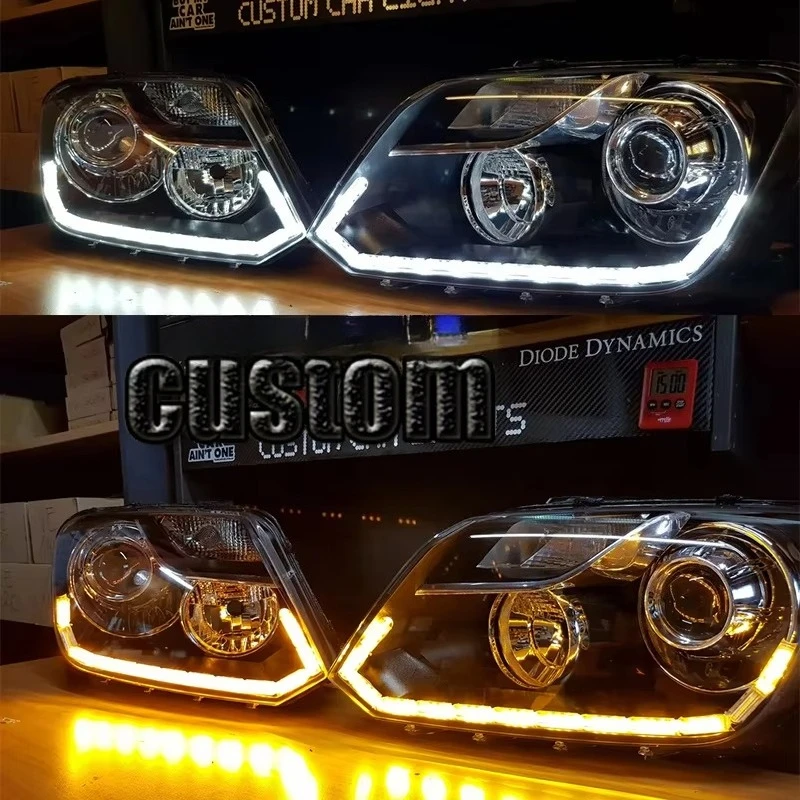 For Volkswagen Amarok 2010-2022 Headlights With Switchback White/ Amber DRL & Multicoloured Halos Front Lamps